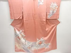 扇に屋敷・鴛鴦模様刺繍訪問着